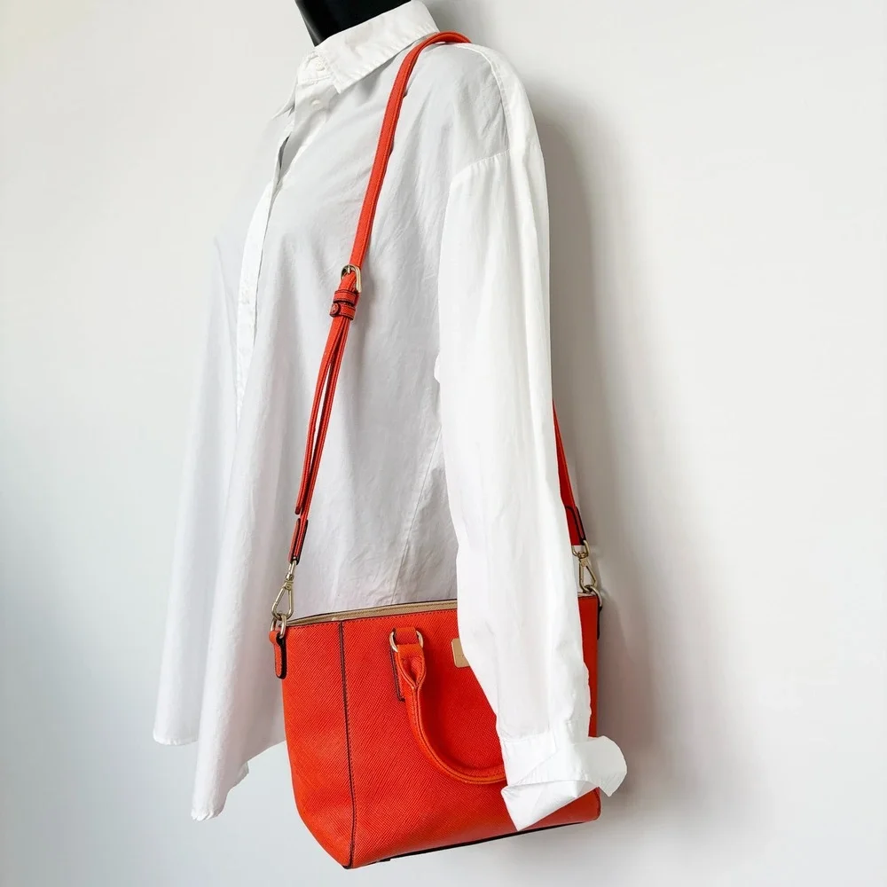 Pierre Cardin Satchel Crossbody Bag Orange Medium Classy Capsule Autumn Chic